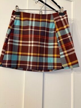 Urban outfitters Plaid Mini Skirt in Burgundy and Teal
